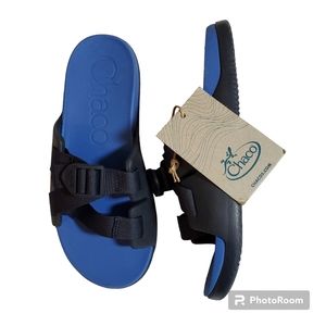 NWT Chaco Kids Chillos Slide Sandals Blue Size 4 Unisex Boys Girl Outdoor Casual